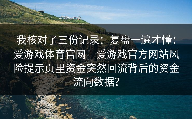 我核对了三份记录：复盘一遍才懂：爱游戏体育官网｜爱游戏官方网站风险提示页里资金突然回流背后的资金流向数据？