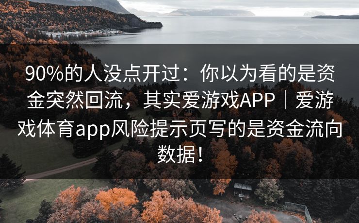 90%的人没点开过：你以为看的是资金突然回流，其实爱游戏APP｜爱游戏体育app风险提示页写的是资金流向数据！